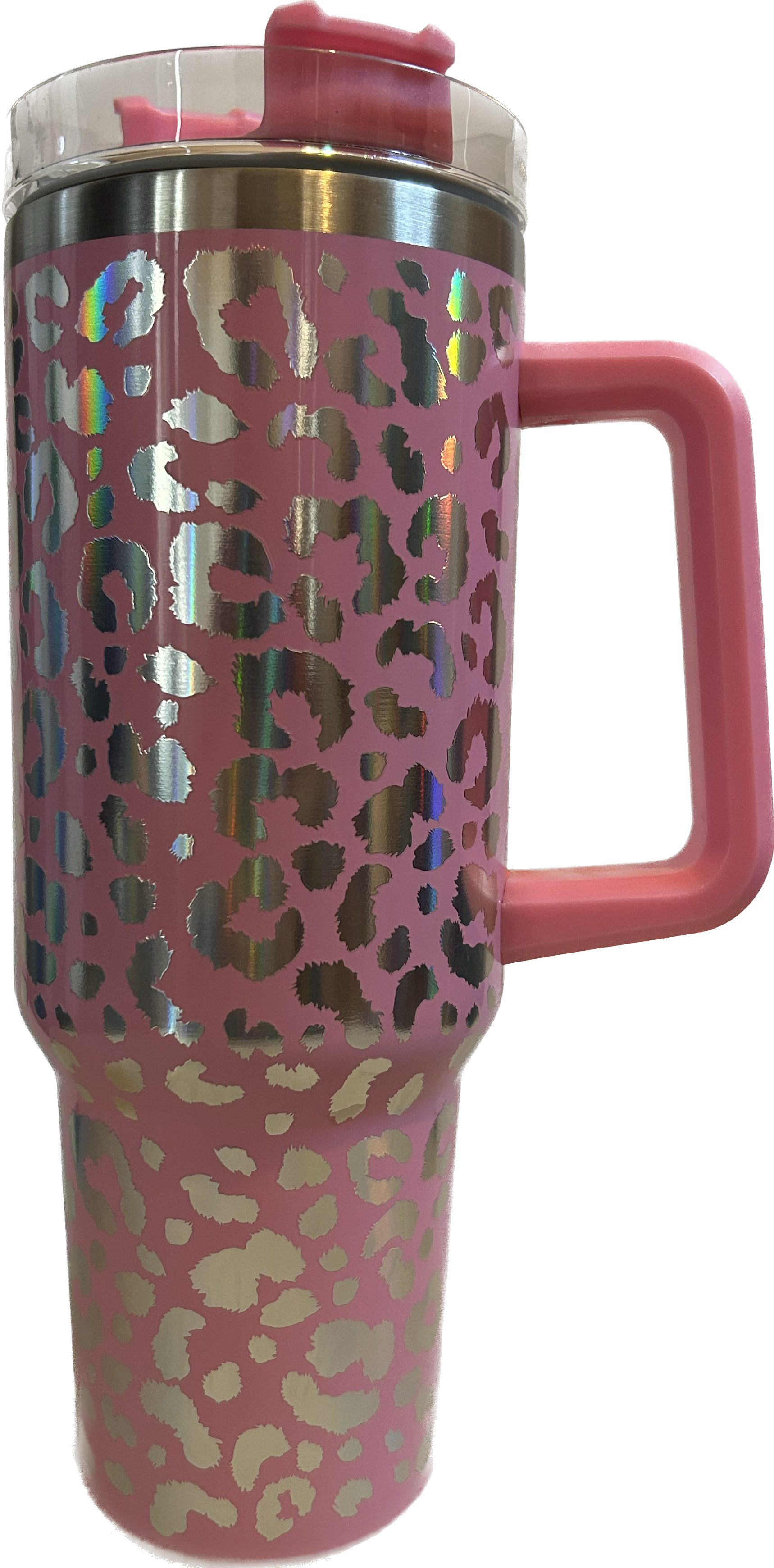 Pink Leopard Tumbler with Handle